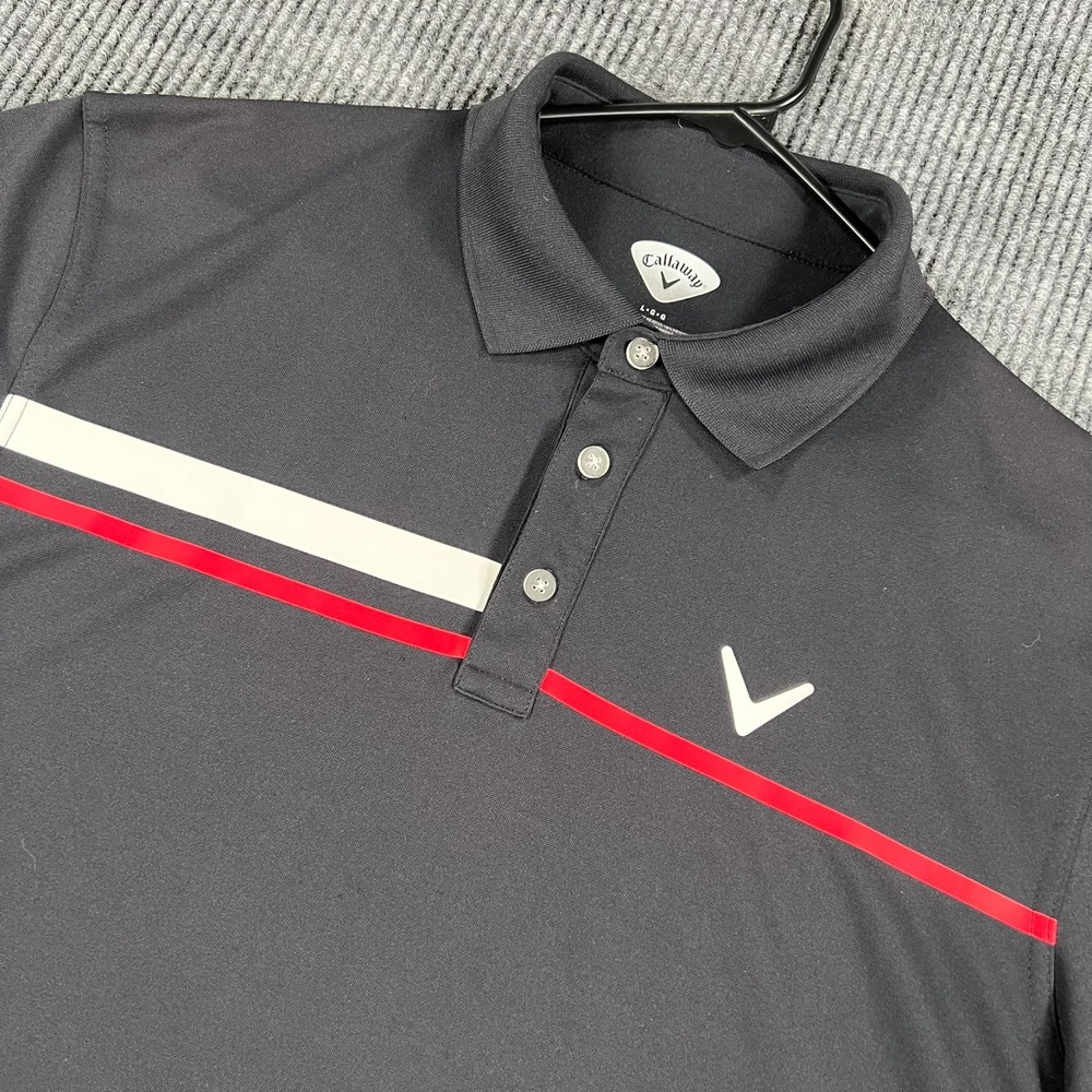Callaway Polo Shirt Mens Large Black Short Sleeve Golf Performance Outdoor